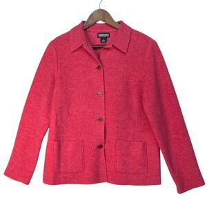 Lands End Women's Pink Wool Blend Button Front Collared Jacket Size 6